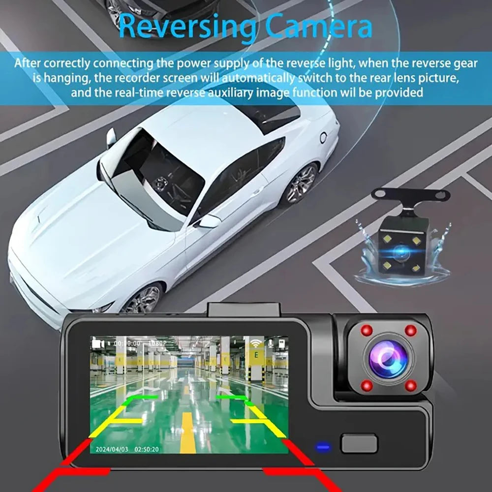 3Camera Dash Cam 2cam Car Camera 1080P Video Recorder WIFI Car DVR Front Rear View Camera Night Vision Black Box Car Accessories