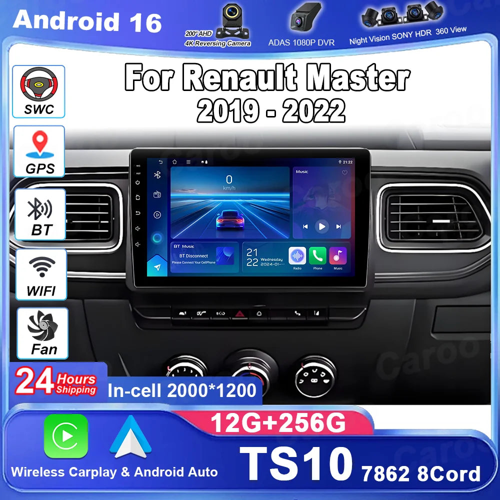 Auto Radio For Renault Master 2019 2020 2021 2022 Car Multimedia Video Player GPS Navigati
