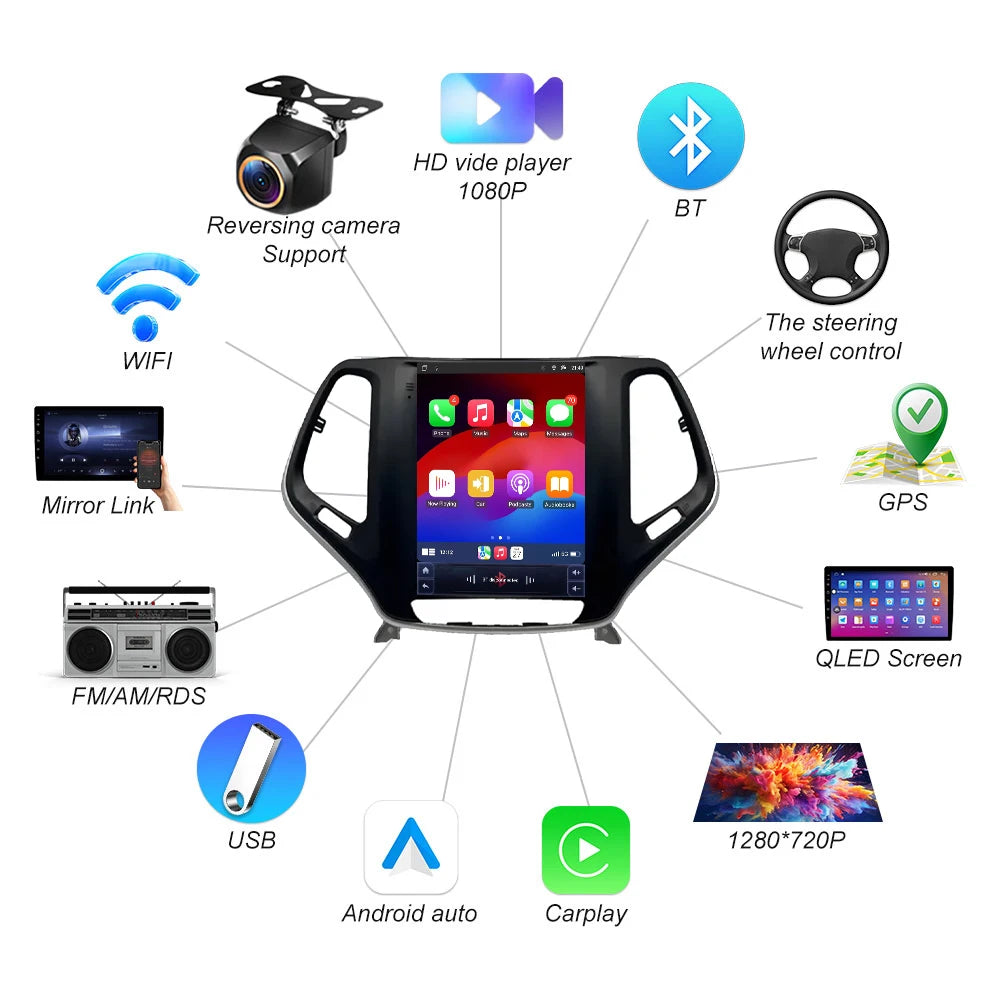 Android 16 For Jeep Cherokee 2014 2015 2016 2017 2018 2019 9.7" Car Radio Multimedia Video | AUTOKITSHOP