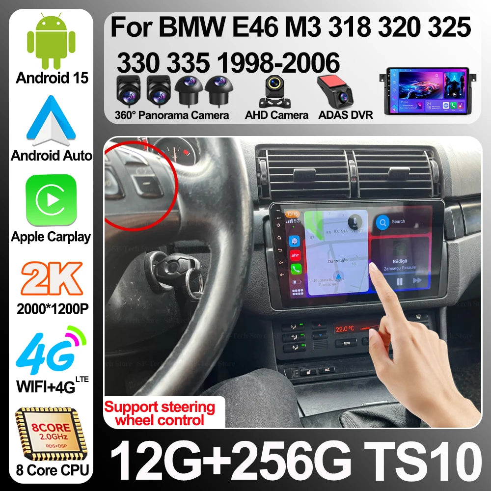 Android 16 For Bmw E46 M3 318 320 325 330 335 1998-2006 Wireless Carplay Auto Car Radio St | AUTOKITSHOP