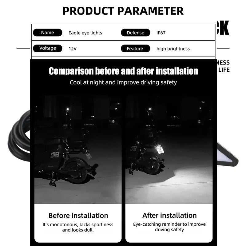 Motorcycle Led Demon Eye Light Semicircle/Triangle Eye Turn Signal Light Mini Projector Le