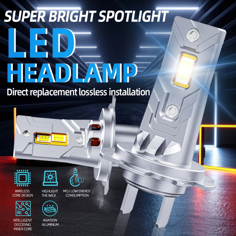 300W Turbo H7 LED CANBUS Lights 30000Lm Mini Head Lamp 1:1 Size Wireless 9-36V Car LED Hea