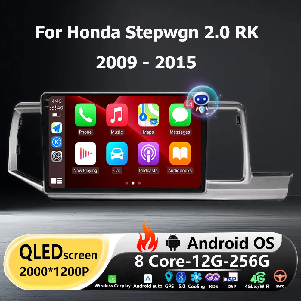 Android 16 Auto Carplay For Honda Stepwgn 2.0 RK 2009 - 2015 Car Radio Multimedia Video Pl