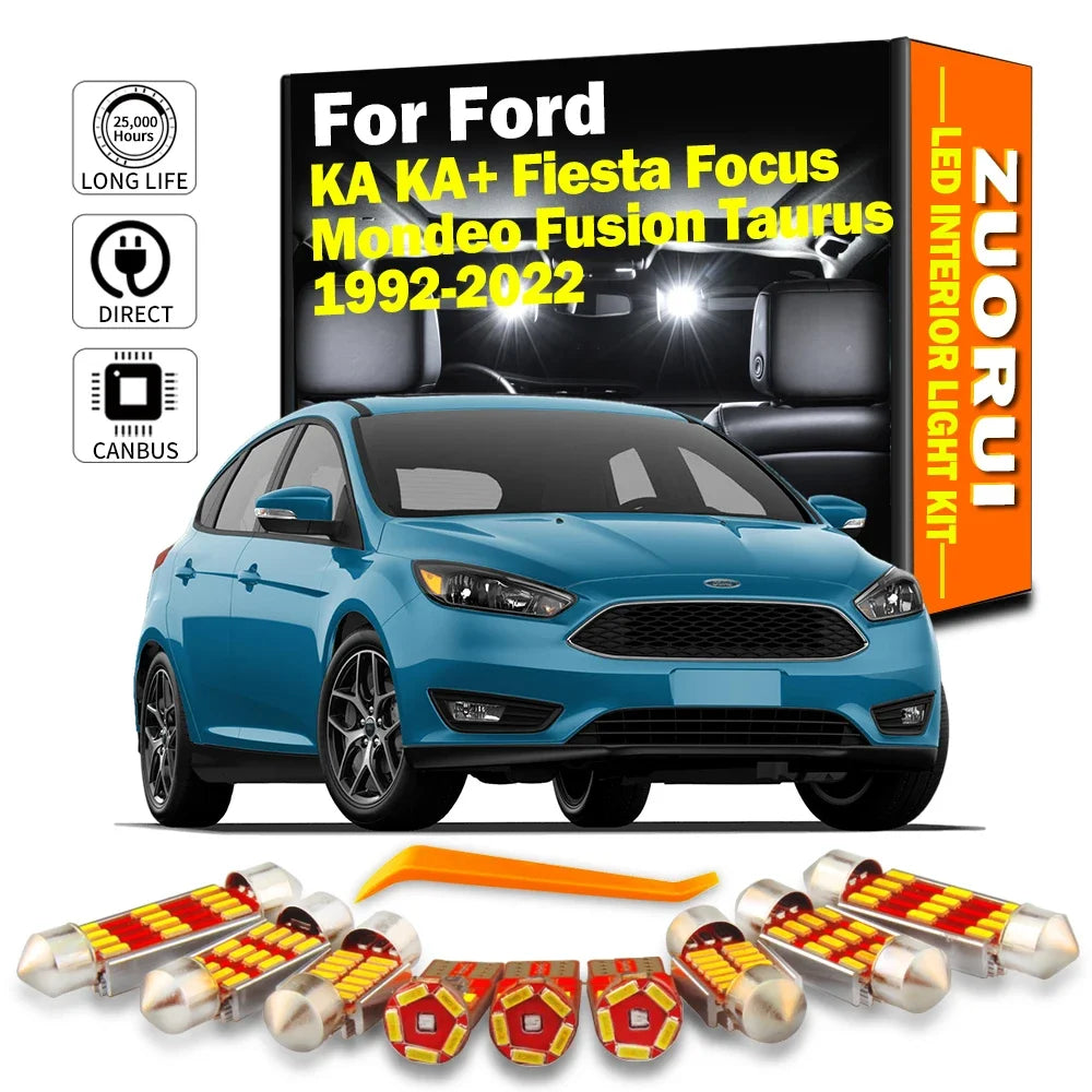 LED Interior Light Kit for Ford KA KA+ Fiesta Focus Mondeo Fusion Taurus 1992-2021 - Canbus Dome Map Door Trunk Bulbs...