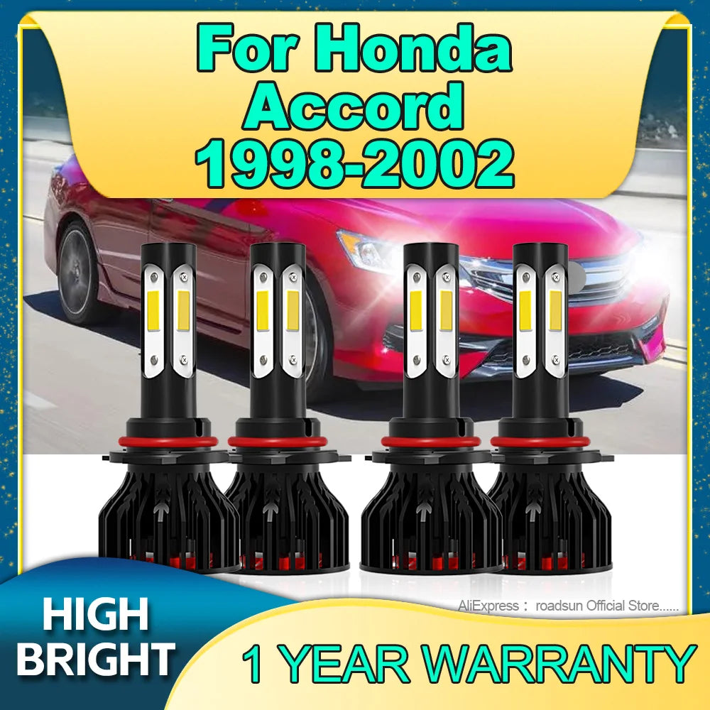 2/4Pcs LED 9005 9006 Headlight 25000Lm Bulb 4Side Chip Canbus Light Turbo Lamp For Honda A