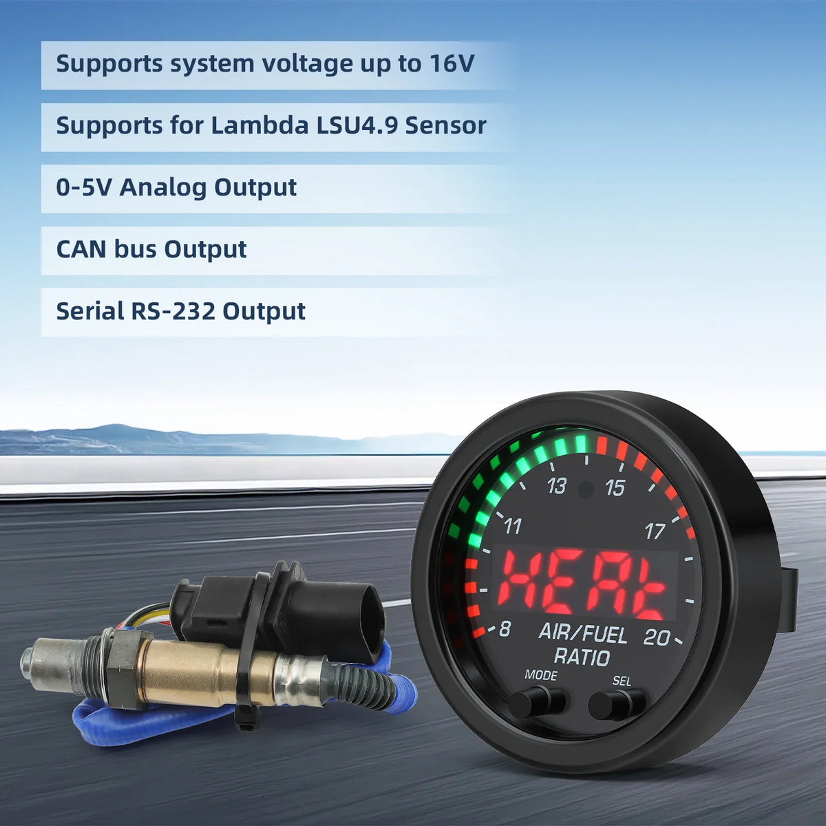For 30-0300 X-Series AFR Wideband LSU 4.9 Lambda Meter Oxygen Sensor Controller Gauge Car 02 Air - Automotive LED Light