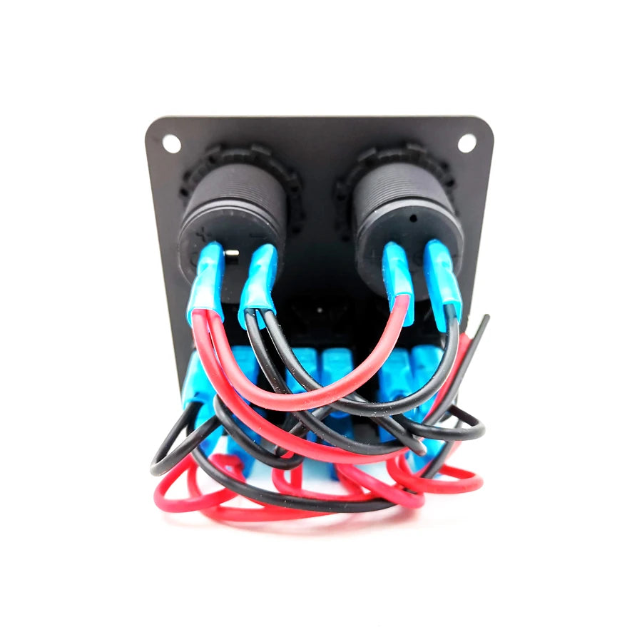 12-24V 3 Gang LED Rocker Switch Panel Circuit Breaker Dual USB For Car SUV Boat