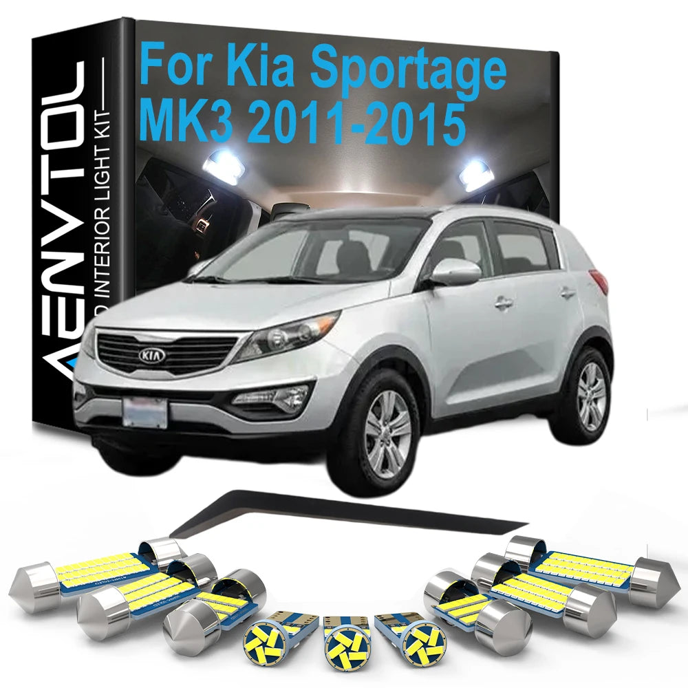 12-Piece LED Interior Light Kit for Kia MK3 - Canbus Error-Free Interior Bulbs