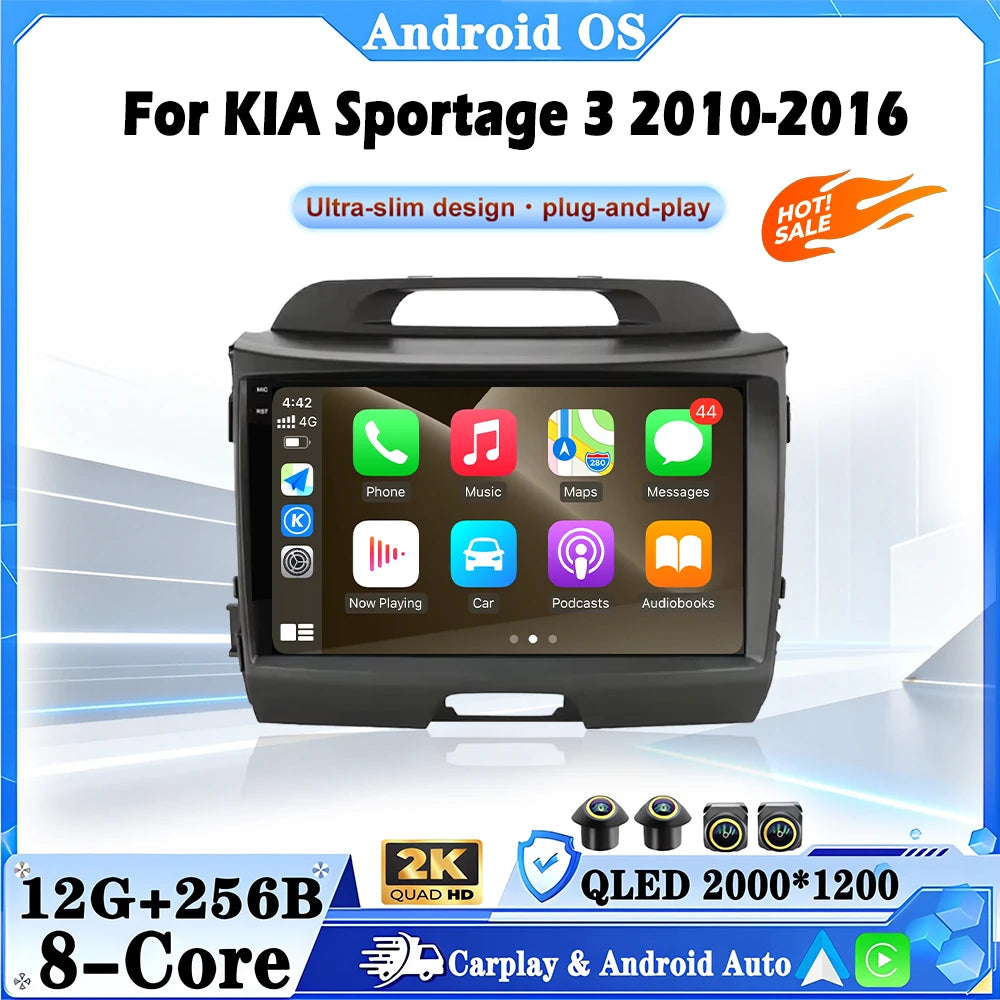 QLED Screen Car Radio Multimedia Video Player GPS Navigation For KIA Sportage 3 2010-2016