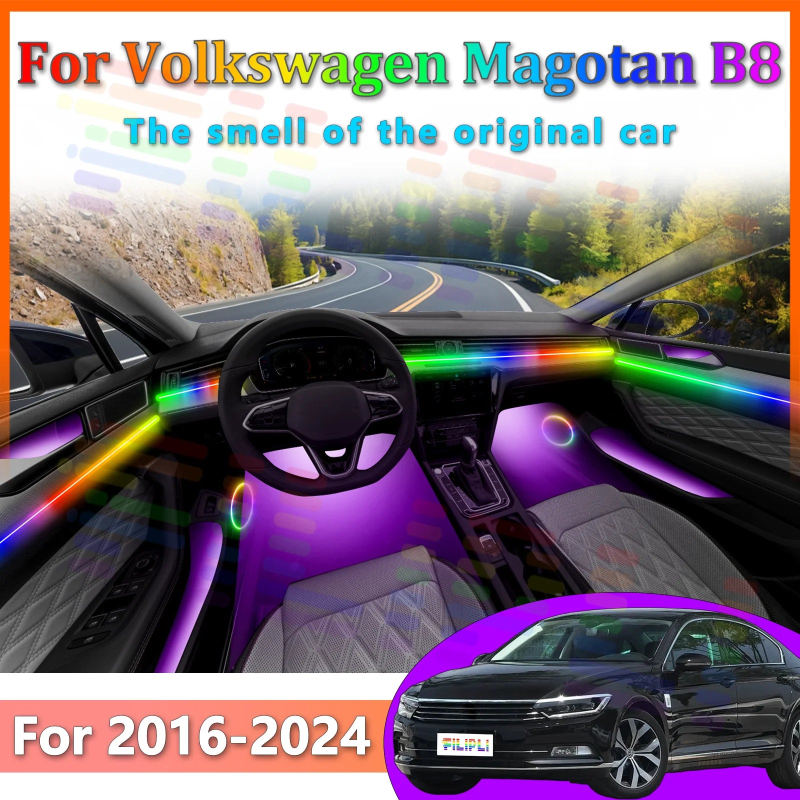 RGB - Ambient Light - for VW B8 2016-2024 - App Control - Car Interior Lighting | AUTOKITSHOP