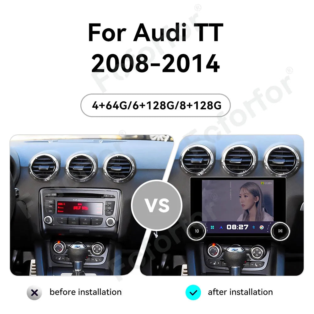 Smart Android 15 Car Head Unit Ultra-thin HD Screen Wireless Carplay GPS Navigation Stereo