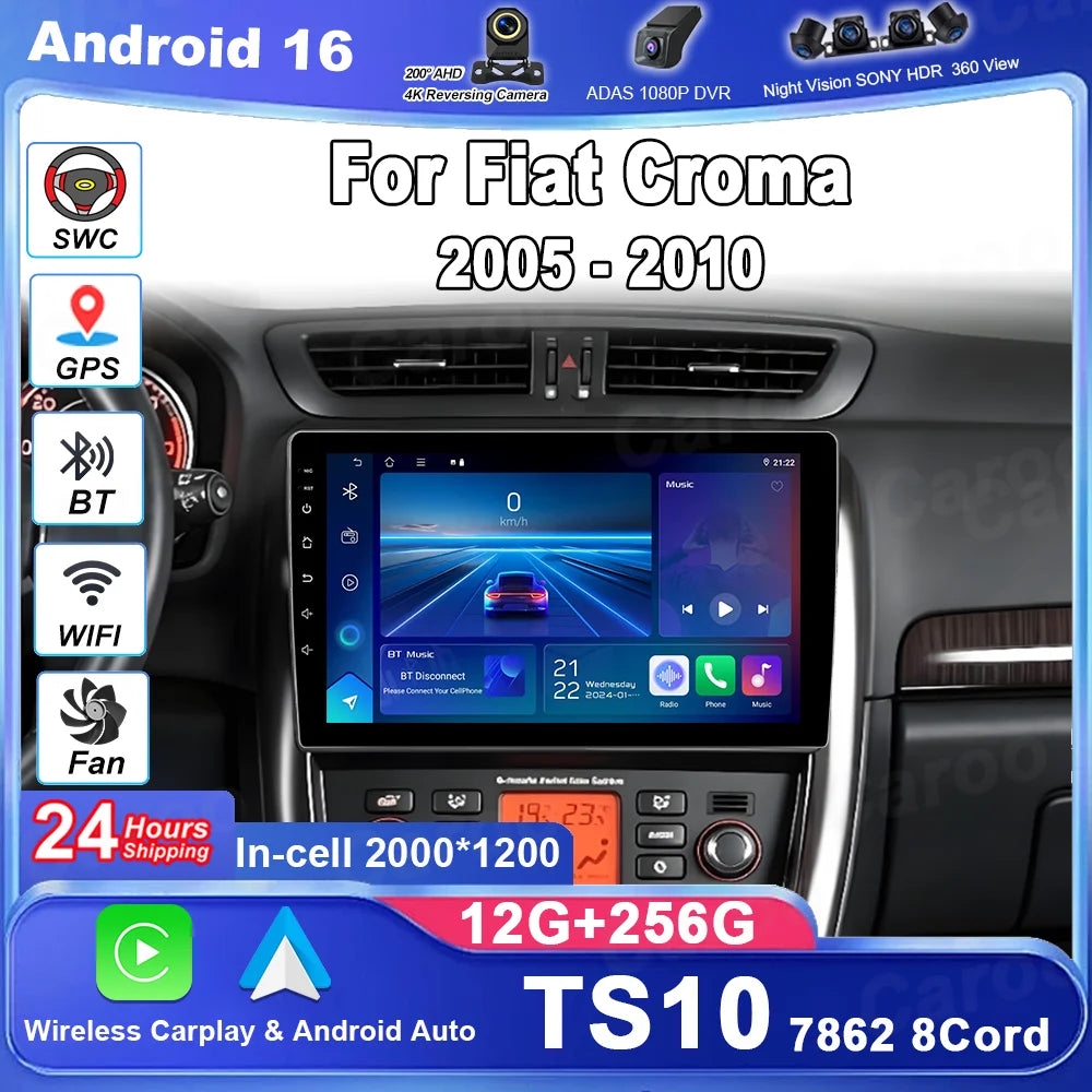 Car Radio Android 16 For Fiat Croma 2005 2006 2007 2008 2009 2010 Multimedia Video Player