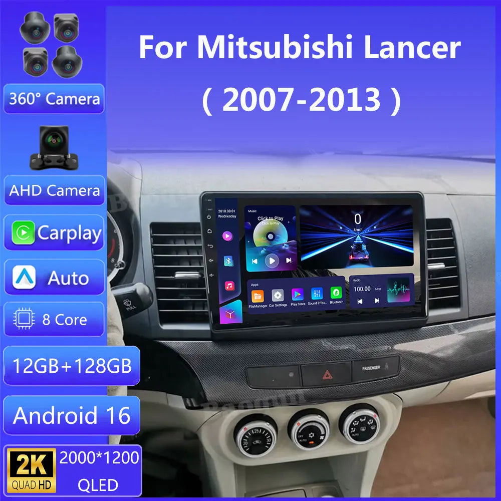 Android 16 Car Radio Stereo For Mitsubishi Lancer 10 CY 2007 - 2013 Multimedia Video Playe