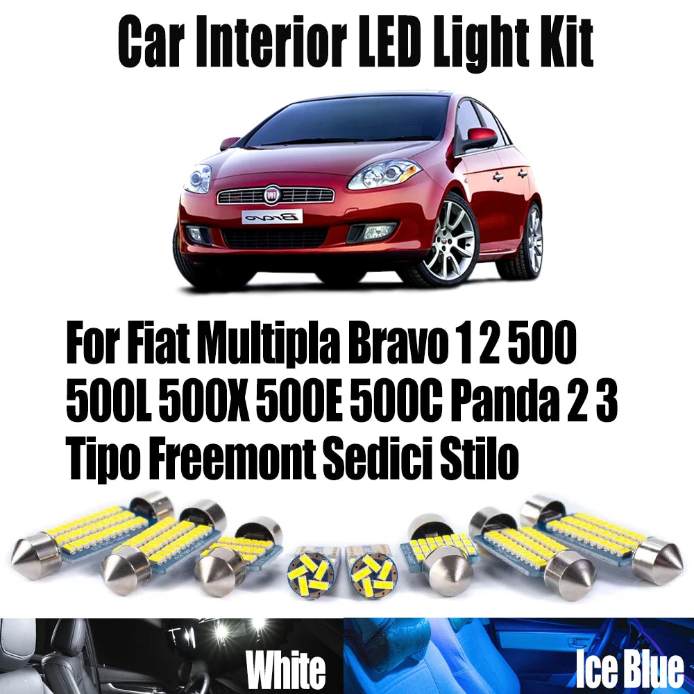 LED Interior Light Kit for Fiat Multipla Bravo 1 2 500 500L 500X 500E 500C Panda 2 3 Tipo Freemont Sedici Stilo - Can...