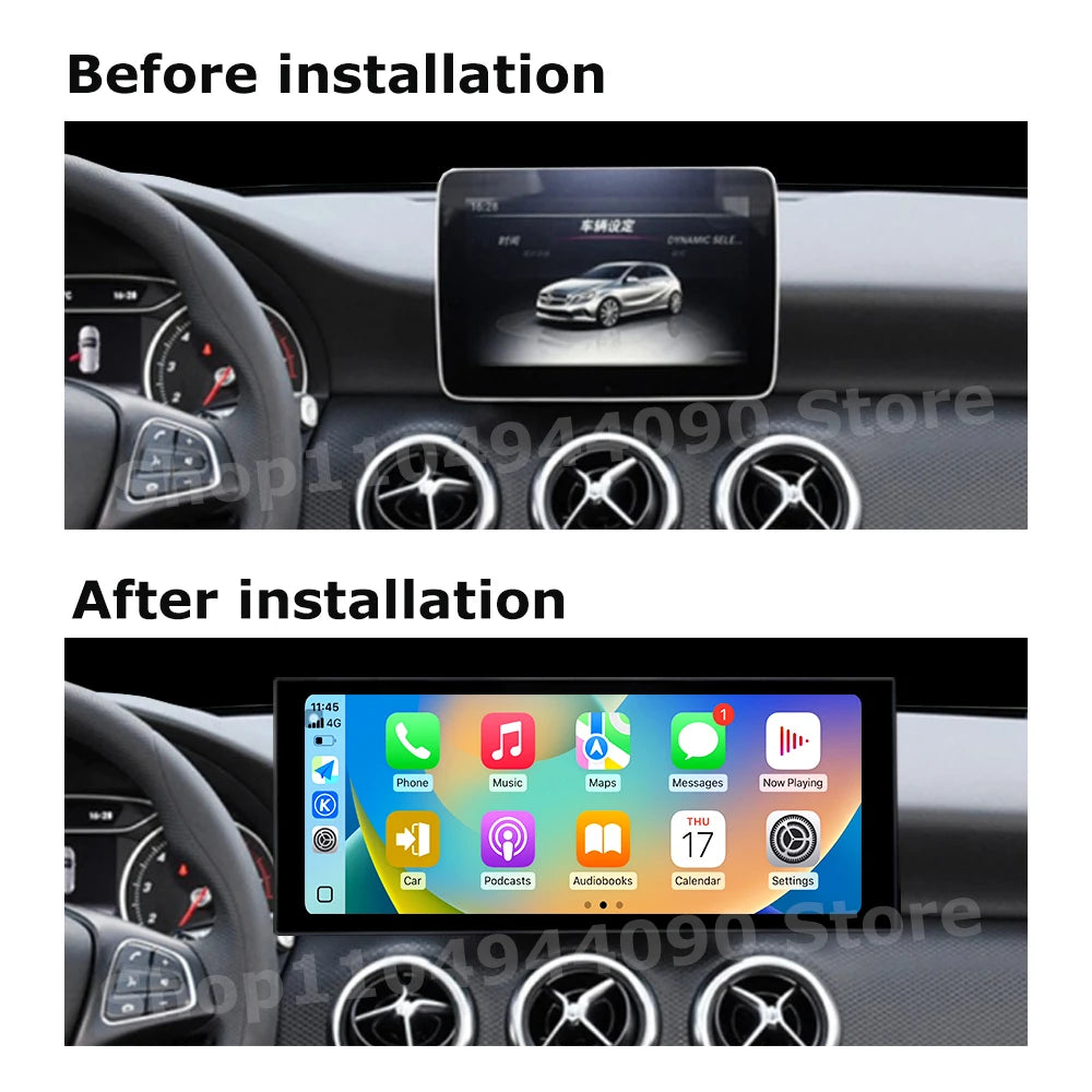 QLED Touch Screen Android 14 Car Multimedia Radio Player for Mercedes Benz A Class CLA GLA