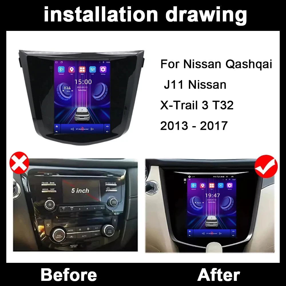 9.7" Android 16 Auto Carplay For Nissan Qashqai J11 Nissan X-Trail 3 T32 2013 - 2017 Car R
