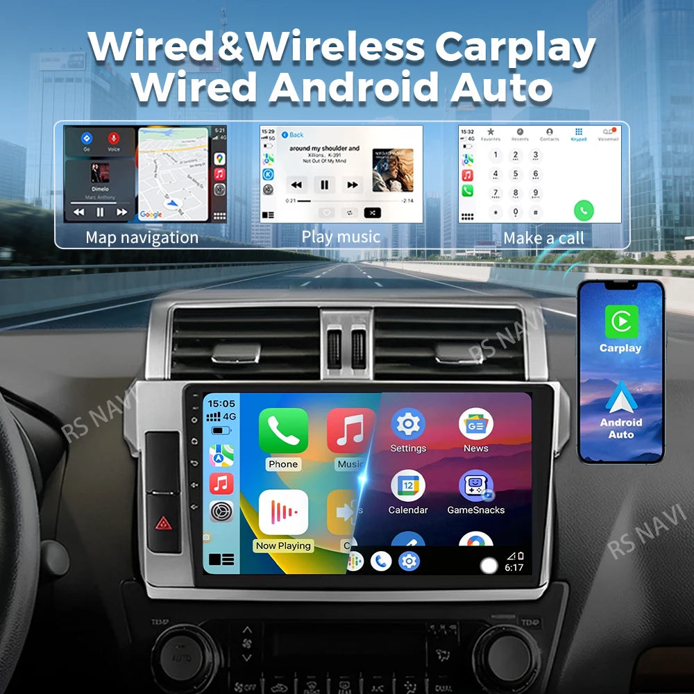 Plug and Play Android 16 For Toyota Land Cruiser Prado 150 2013 - 2017 2K QLED Android Car