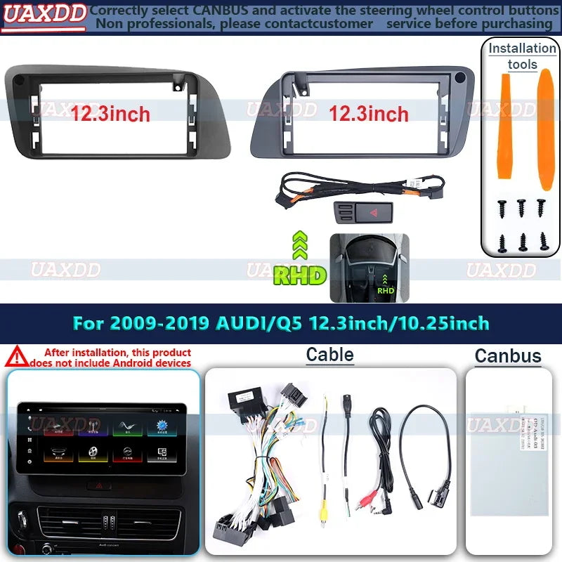 12.3 Inch Car Frame Fascia Adapter Canbus Android Radio Dash Fitting Panel Kit For 2009-20