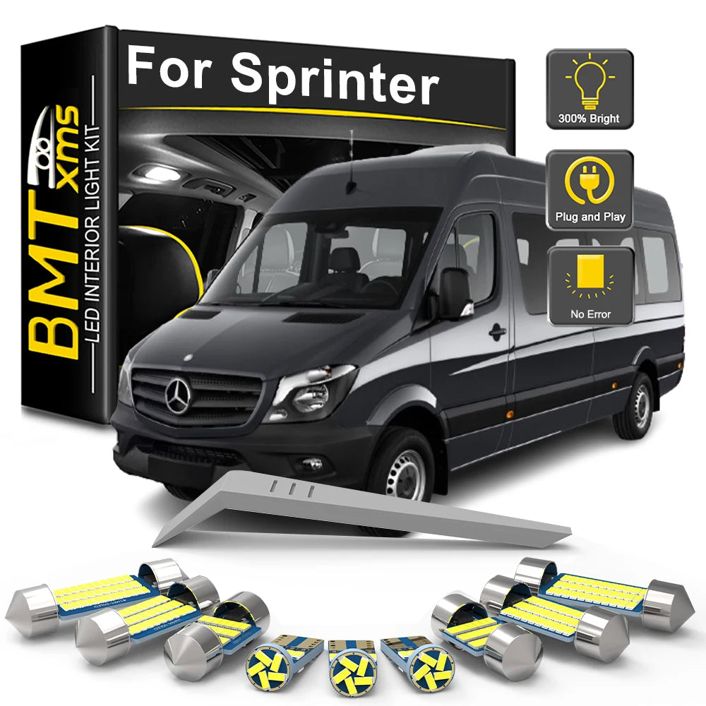 12-Piece LED Interior Light Kit for Mercedes Benz Sprinter 906 W906 2006-2010 - Canbus Dome Map Door Trunk Bulbs | AU...