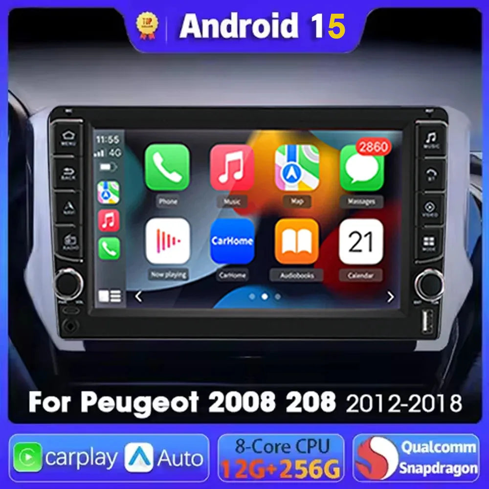 Android 15 Navigation Multimedia Player For Peugeot 2008 208 Series 2012 2013 2014 - 2018  | AUTOKITSHOP