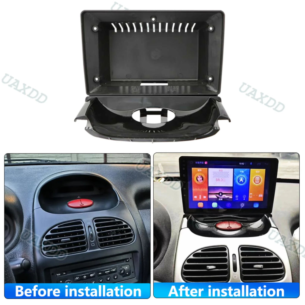 Car Panel Fascias Dashboard For PEUGEOT 2004-2008 206 2006-2013 CITROEN C2 9Inch Frame Kit