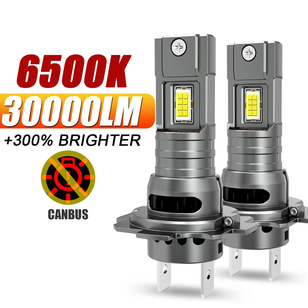H7 LED Headlight Bulb Mini Wireless 60W 30000LM 6500K CSP for Car Headlamp Auto Diode Lamp