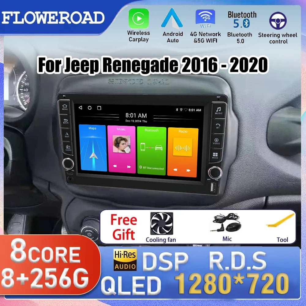 Android 15 Carplay Car Radio Multimedia For Jeep Renegade 2016 - 2020 Head Unit GPS video  | AUTOKITSHOP
