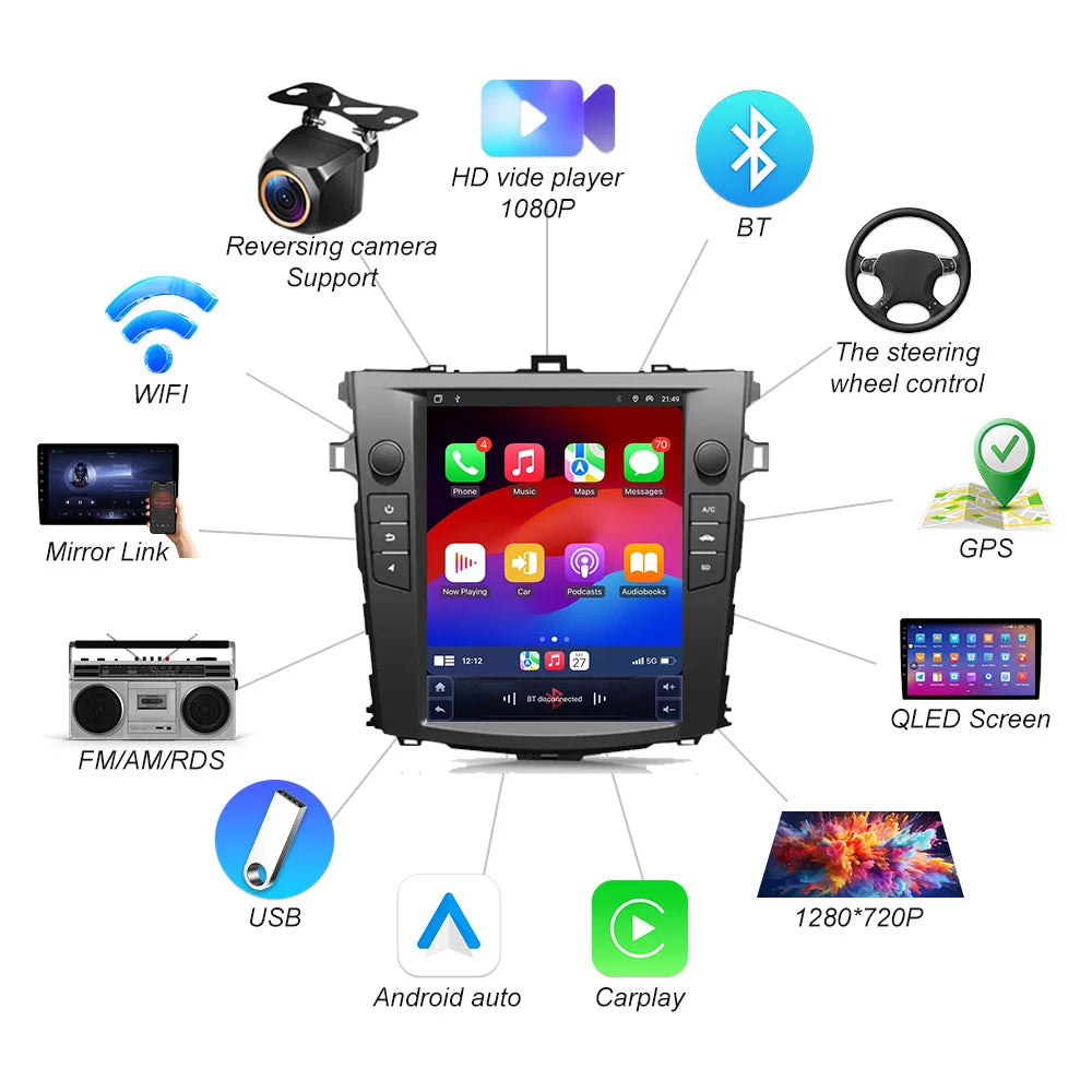 9.7 Inch Android 16 For Toyota Corolla 2008-2012 Car Radio Multimedia Video Player Gps nav | AUTOKITSHOP