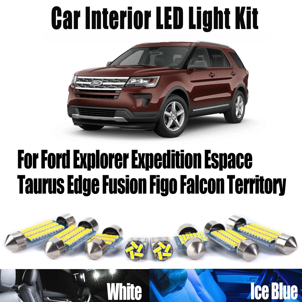 LED Interior Light Kit for Ford Explorer Expedition Espace Taurus Edge Fusion Figo Falcon Territory - Canbus Error-Fr...