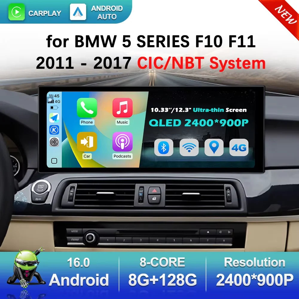 Wireless Carplay Car Radio Multimedia Player Android 16 for BMW 5 SERIES F10 F11 2011 - 20