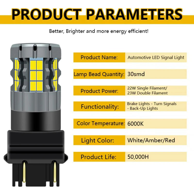 3156 P27W 3157 P27W/7W T25 Led Bulbs Canbus Turn Signal Brake Lamp Backup Reverse Lamp Car
