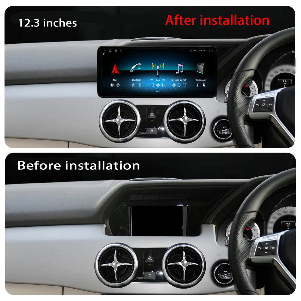 12.3 lnch Android 16 Car Accessories Auto RHD For Benz GLK 2010-2015 Carplay Monitors Mult