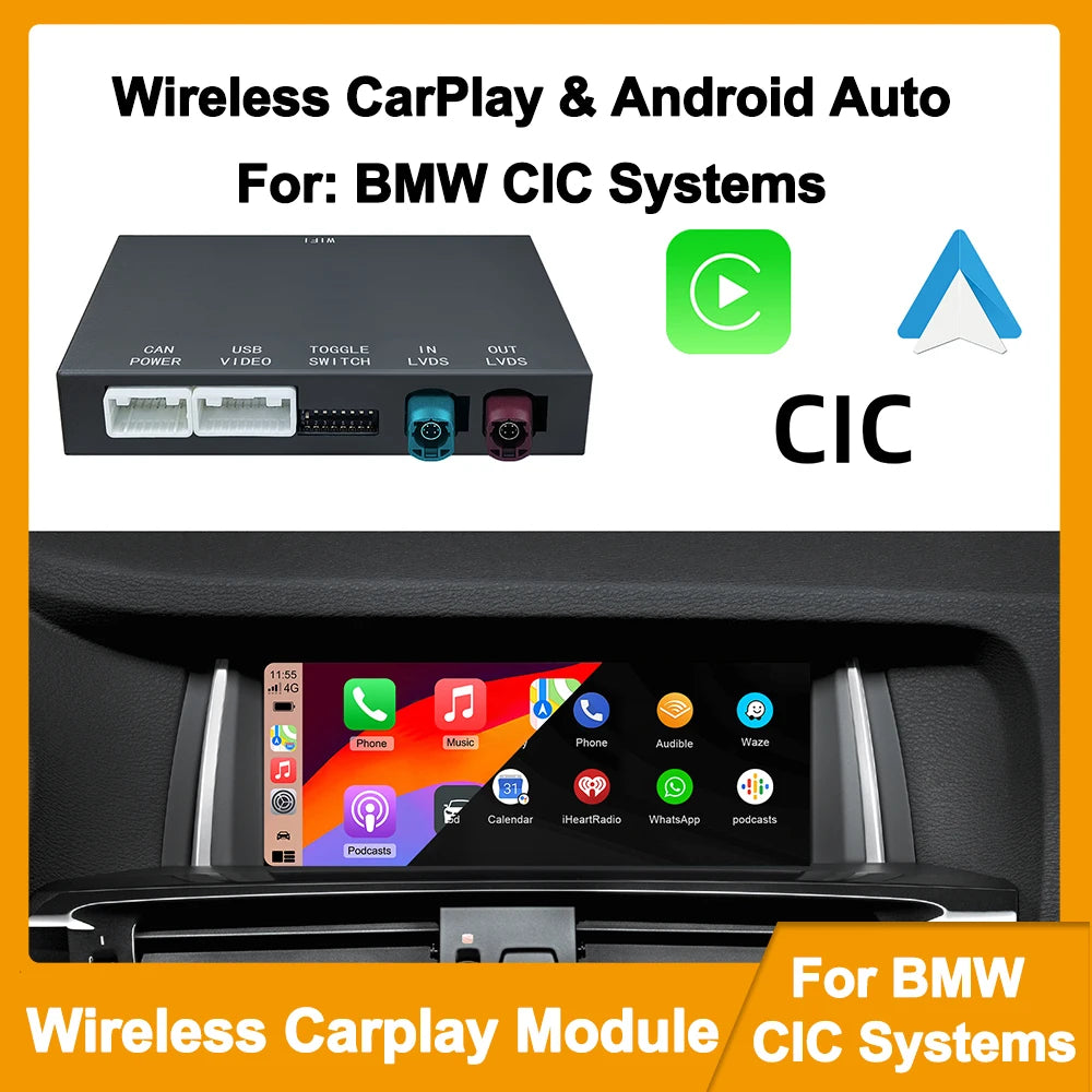 Wireless CarPlay Android For BMW CIC System For BMW 1 2 3 4 5 6 7 Series X1 X3 X4 X5 X6 MI