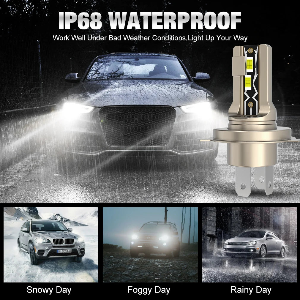 30000LM H4 Led Headlight Canbus Led H4 Auto Headlamp Turbo LED H4 9003 High Low Beam Headl