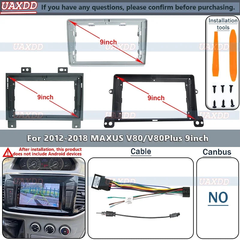 2 Din Car CD Android FOR 2012-2020 MAXUS V80PLUS 9INCH Frame Center Fascia Cable Harness D