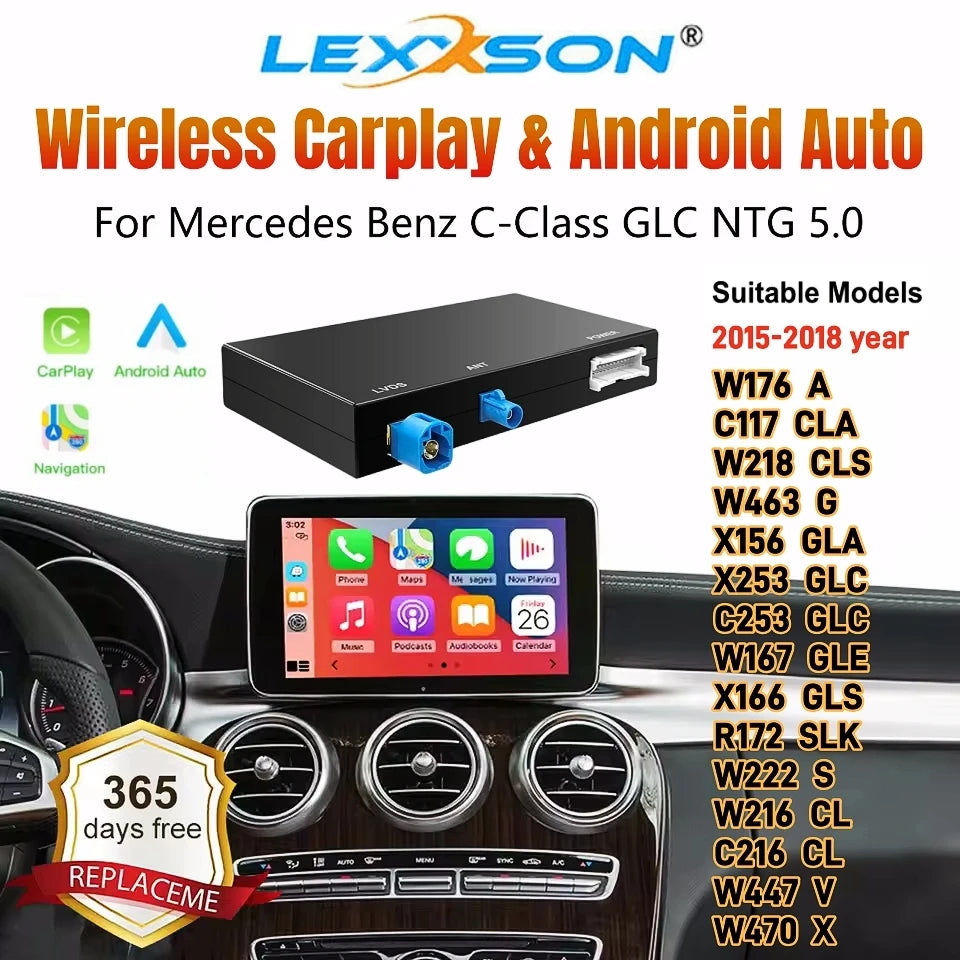 Wireless CarPlay Android Auto for Mercedes Benz A CLA GLA C-Class W205 GLC 2015-2018 with  | AUTOKITSHOP