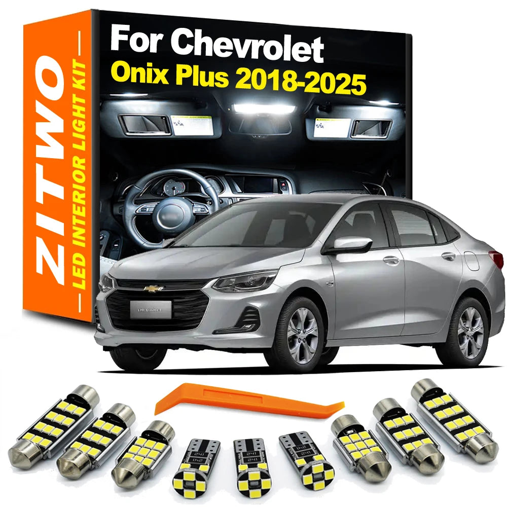 ZITWO 9Pcs For Chevrolet Chevy Onix Plus 2018 2019 2020 2021 2022 2023 2024 2025 LED Interior Light Plate Lamp Kit Accessories