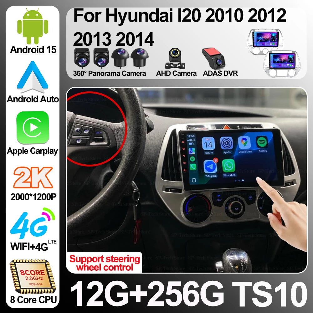 Android15 Car Radio For Hyundai I20 2010 2012 2013 2014 Multimedia Video Player Navigation | AUTOKITSHOP