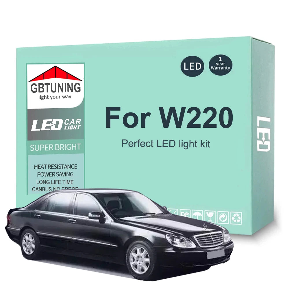 23-Piece LED Interior Light Kit for Mercedes Benz S Class W220 1999-2005 - Canbus Dome Map Door Trunk Bulbs | AUTOKIT...