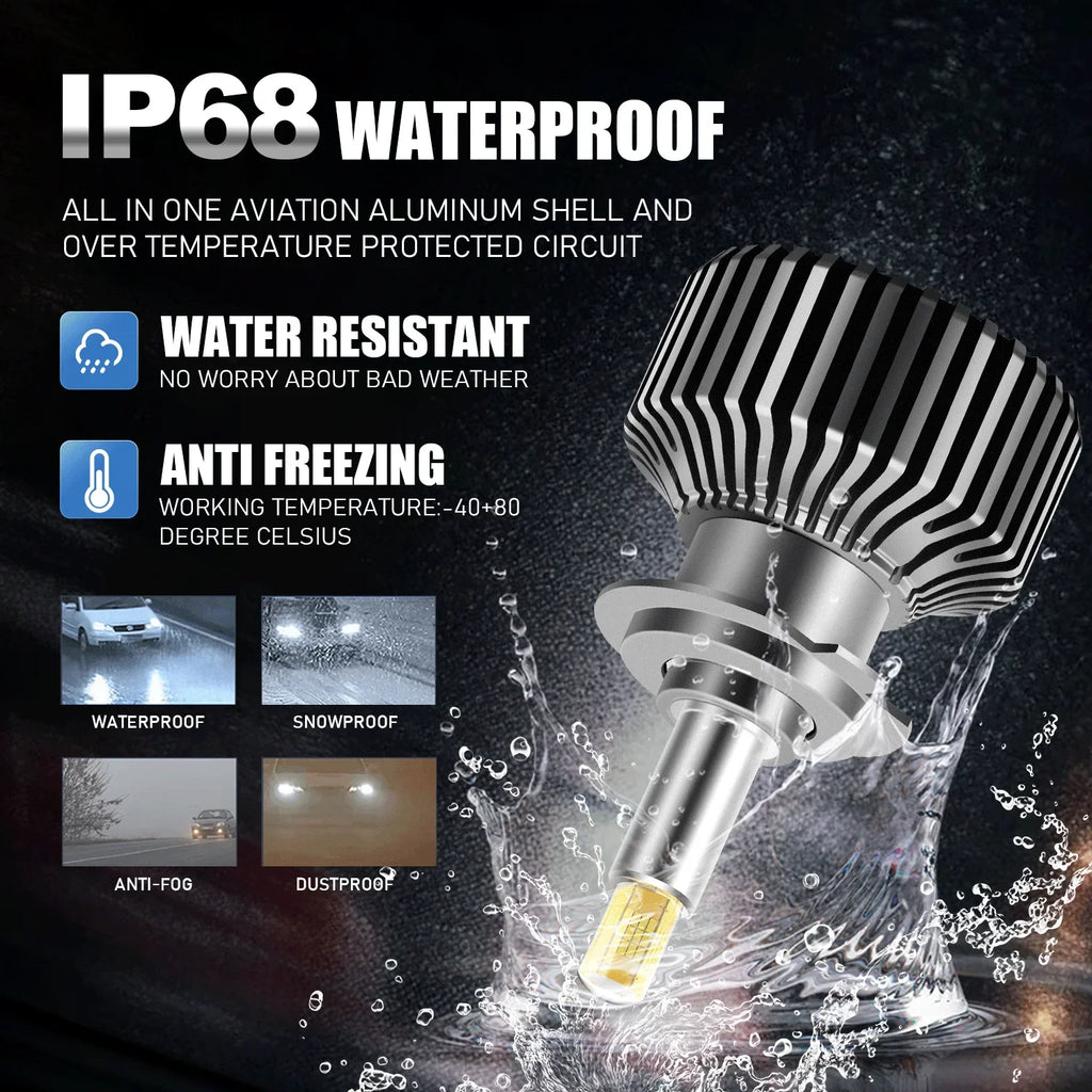 ACTVTCA H7 H4 LED Headlights 4300K H1 H8 H9 H11 9005 HB3 9006 HB4 6000K Car Lights 9012 HI