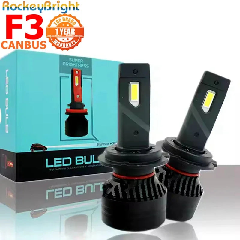 F3 90W LED Headlight Bulb Fog Light H1 H4 H7 H8 H11 H13 880 9005 9006 Super Bright 6500K W