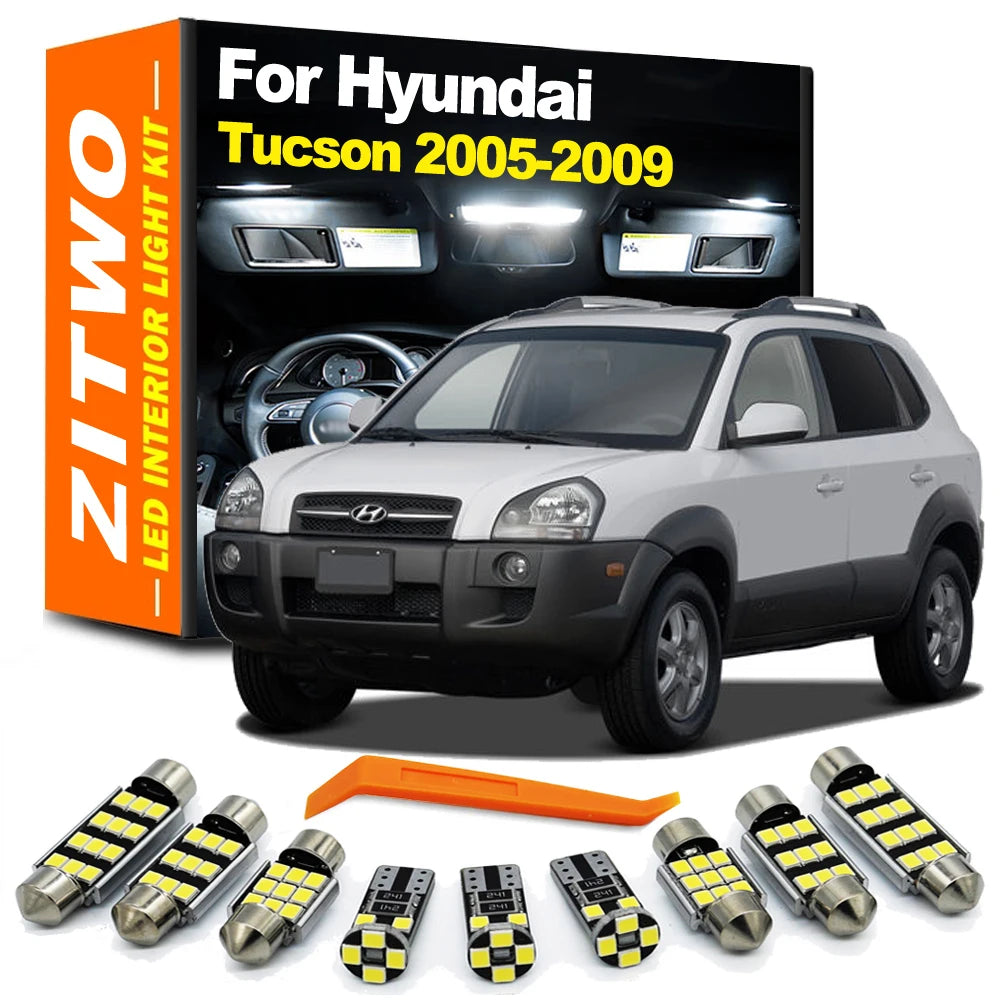 ZITWO 12Pcs LED Bulb Interior Light Plate Trunk Lamp Kit For Hyundai Tucson MK1 1 I JM 2004 2005 2006 2007 2008 2009 No Error