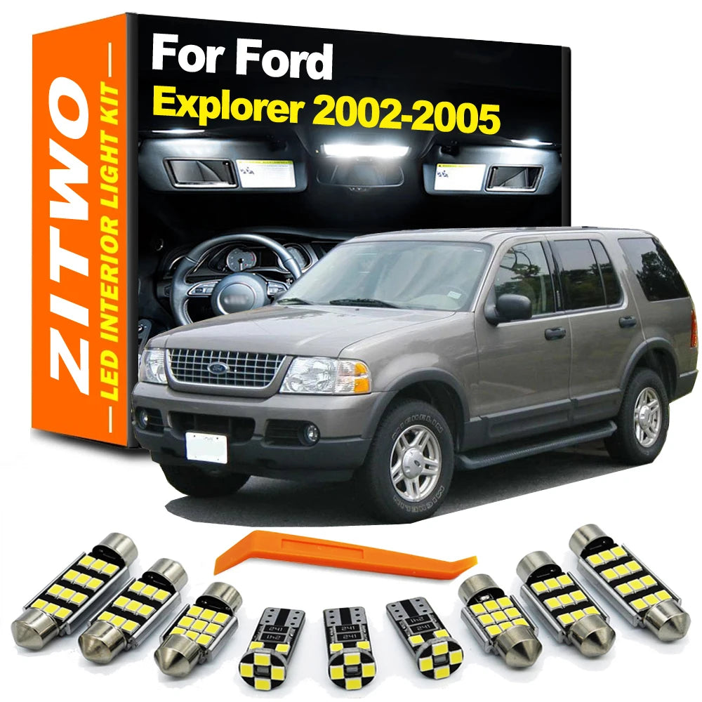 ZITWO 15Pcs Canbus No Error LED Interior Light Kit For Ford Explorer 2002 2003 2004 2005 Car Bulb Dome Reading Map Trunk Lamp