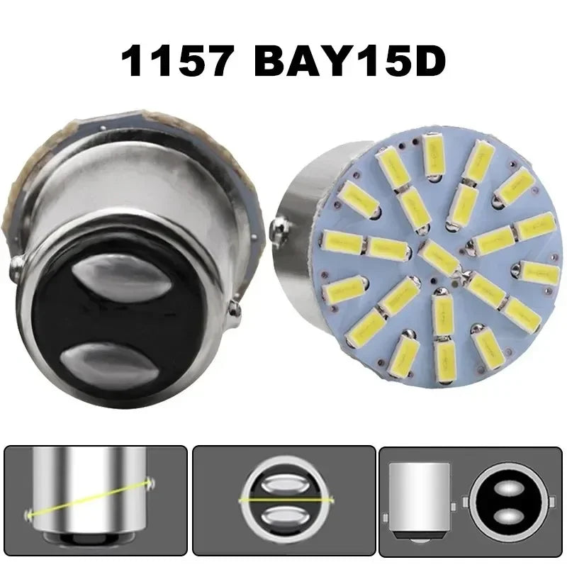 2/10Pcs 12V LED Bulb 1156 BA15S R5W R10W 1157 BAY15D 3014 22 SMD Truck Turn Signal Lights