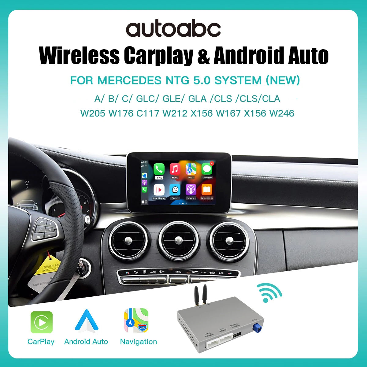 Wireless CarPlay Android Auto For Mercedes-Benz A B C E Class GLA CLA GLC W205 W176 C117 W