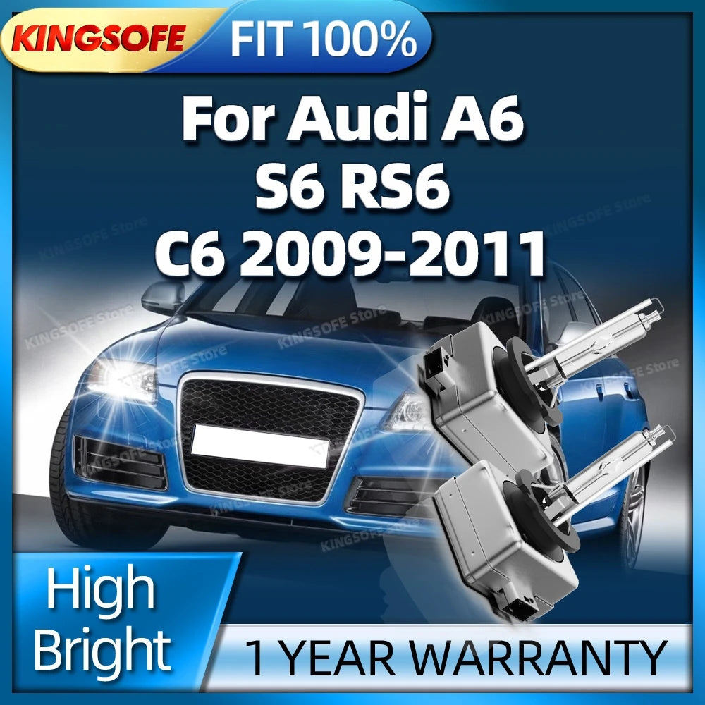 D3S Xenon Light Bulbs 6000K HID Car Headlight Upgrade Lamp For Audi A6 S6 RS6 C6 2009 2010