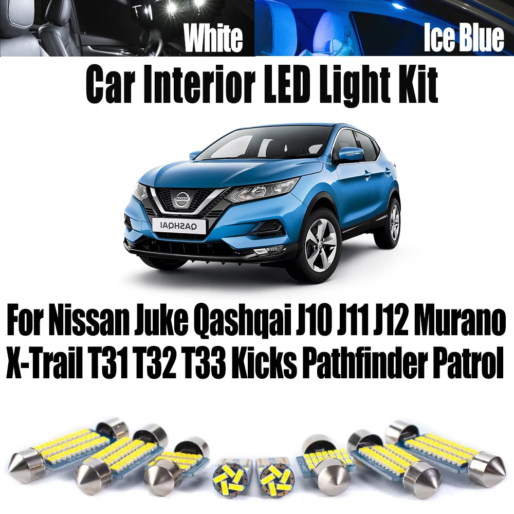 LED Interior Light Kit for Nissan Juke Qashqai J10 J11 J12 X-Trail T31 T32 T33 Kicks Pathfinder Patrol Murano Ceiling...