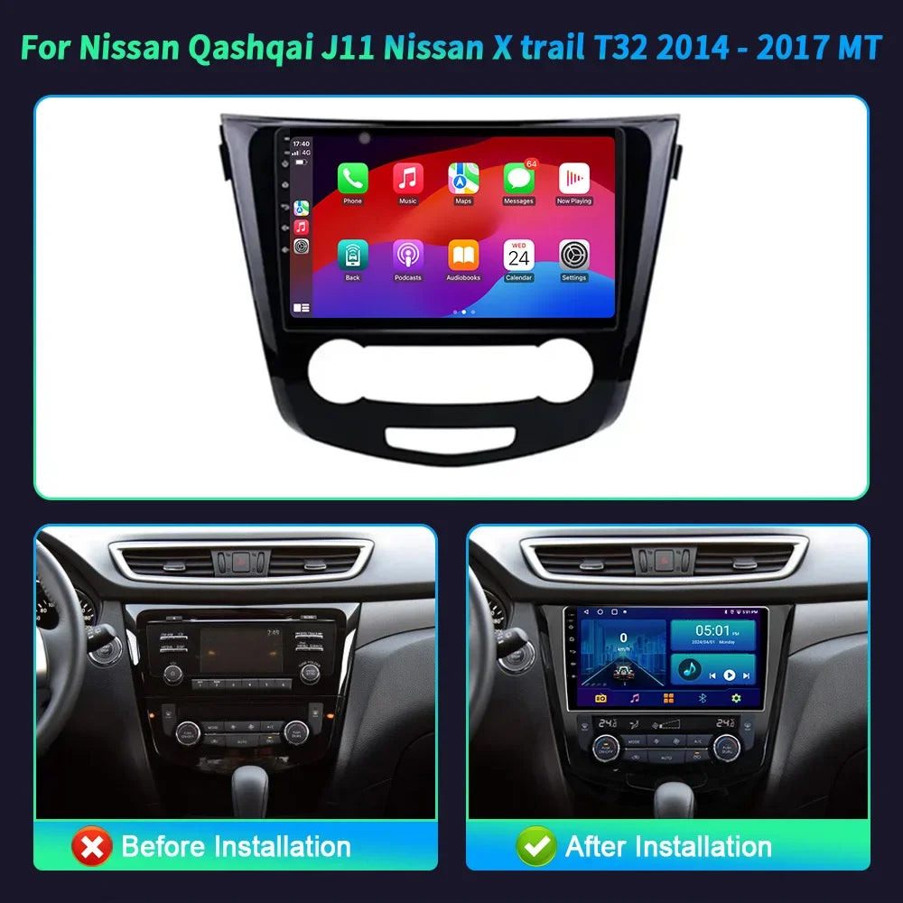 Android 14 For Nissan Qashqai J11 Nissan X trail T32 2014-2017 MT Car Radio Multimedia Wir