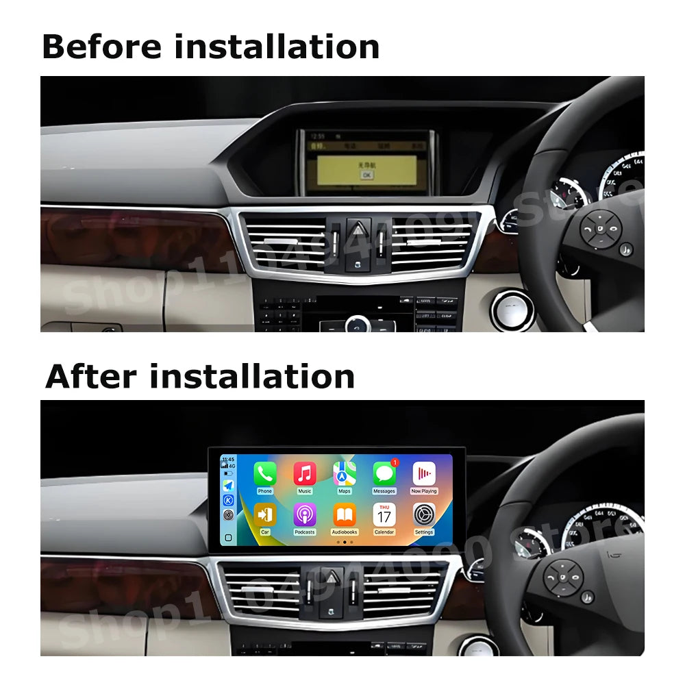 Android 14 Right Hand Drive for Mercedes Benz E Class W212 2009 - 2015 Wireless CarPlay Ca