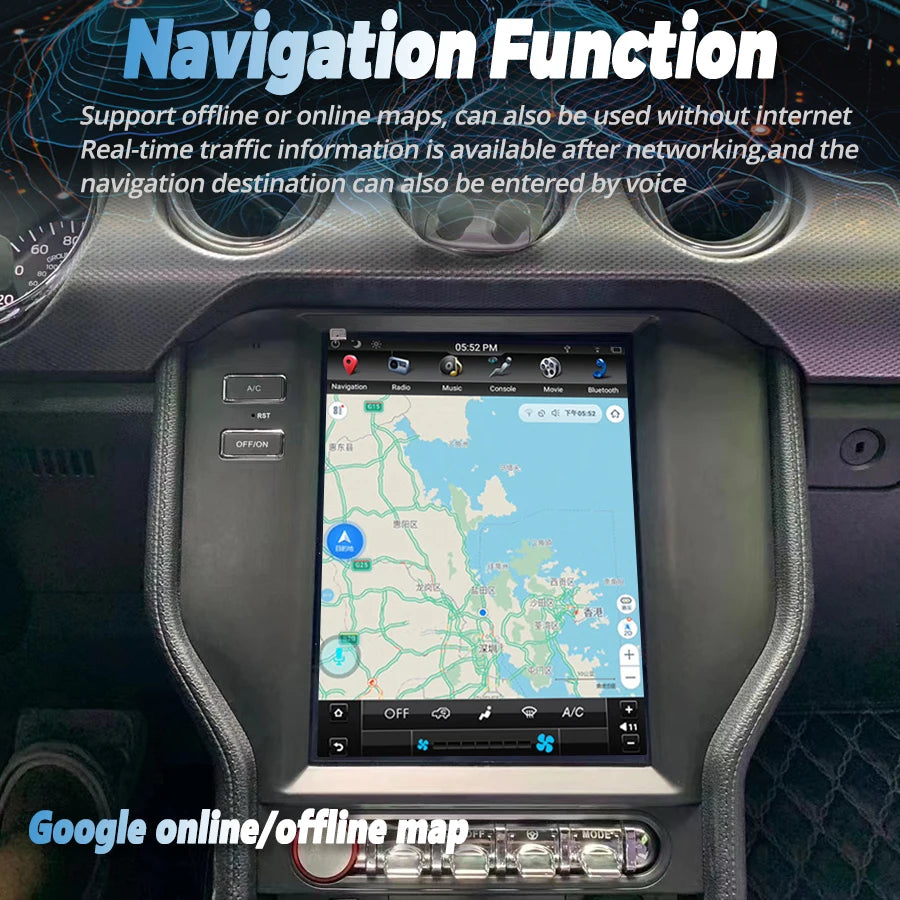 For Ford Mustang 2015 2016 2020 WiFi Car Android 15 Screen Navigation GPS Radio Stereo Mul